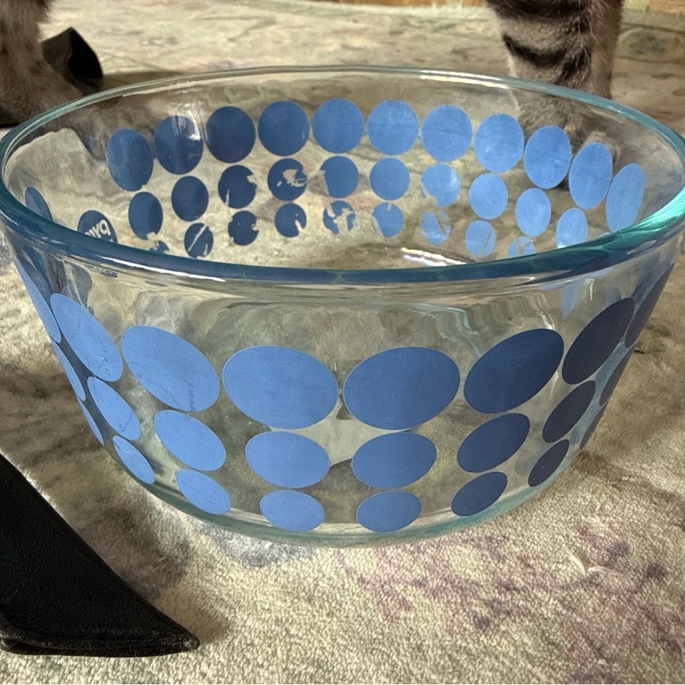 Blue Polka Dot Glass Bowl